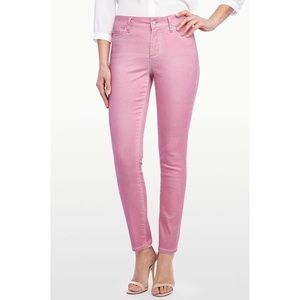 NWT NYDJ ALINA Metallic Shimmer Jean Legging In Pink Rose Foil 8